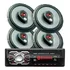 Kit 4 Alto Falante 6 Pol + Radio Mp3 Bluetooth Usb Sd Aux