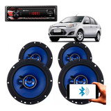 Kit 4 Alto Falante Hurricane Fiesta Sedan Radio Bluetooth