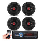 Kit 4 Alto Falantes 6 Polegadas Foxer E Radio Mp3 2fz 60pr