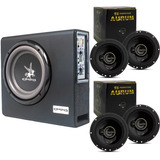Kit 4 Alto Falantes Hurricane 6 Polegadas Aurum + Caixa Amplificada Corzus Cxms 303 Mini Slim Som Automotivo Tnt Full