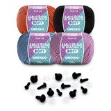 Kit 4 Amigurumi Soft Círculo Crochê tricô 10 Pares Olhinhos