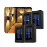 Kit 4 Arandela Solar Externa Parede Led 2 Focos Slim De Muro