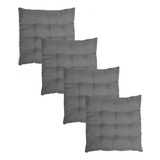Kit 4 Assentos Almofada Futon Acacia 60x60cm Cinza