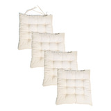 Kit 4 Assentos Almofada Futon Para Cadeira 40x40cm Bege