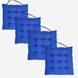 Kit 4 Assentos Almofadas Cadeira Banco Macia Bonita 40x40cm Cor Azul royal 4pc