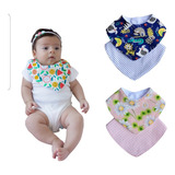 Kit 4 Babadores Bandana Bebe Dupla Face Duplo Em Algodão