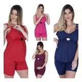 Kit 4 Baby Dool Aberto De Botão Amamentação Idoso Cirurgia