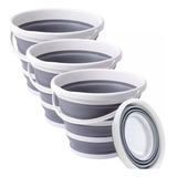 Kit 4 Balde Dobrável Retrátil 10lt Silicone E Plástico Cor Branco