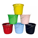 Kit 4 Baldes Pequenos Colorido Alça Ferro 5 Litros Plástico