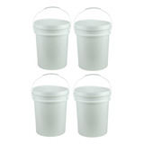 Kit 4 Baldes Plástico Industrial 12 Litros C tampa Hermético