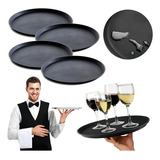 Kit 4 Bandeja Profissional De Garçom Antiderrapante Redonda