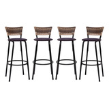 Kit 4 Banqueta Media Cozinha Bar Balcão Altura Total 90cm Acabamento Da Estrutura Preto Cor Marrom escuro Itagold Cyber