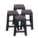 Kit 4 Banqueta Plastica Reforcada Preto Alto Suporta Ate 110kg Banquinho Ideal Para Bar E Churrasco