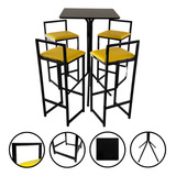 Kit 4 Banquetas Quadradas Mesa Bistrô Alta Cozinha Gourmet