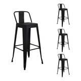 Kit 4 Banquetas Tolix Stool Iron Industrial Encosto