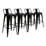 Kit 4 Banquetas Tolix Stool Iron Industrial Encosto