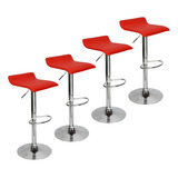 Kit 4 Banquetas Toquio Wave Recouro Giratória C Regulagem Cor Vermelho