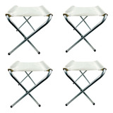 Kit 4 Banquinhos Banquetas Banco Dobrável Camping Pesca Cor Off White