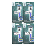 Kit 4 Barbeador Gillette Mach3 Acqua grip   P g