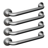 Kit 4 Barra De Apoio Alça Suporte P Parede 30cm Aço Inox 304 Cor Prateado