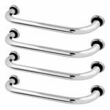 Kit 4 Barras Alças Aluminio Apoio 80cm Idoso Deficiente Pne Banheiro Cromado Haule
