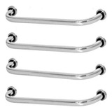 Kit 4 Barras Alças Apoio 80cm Idoso Deficiente Pne Cor Prateado Aço Inox 201 Rishon Premium