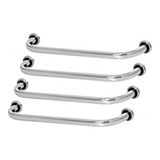 Kit 4 Barras Alças De 70cm Suporte Banheiro Apoio Deficientes E Idosos Cor Prateado