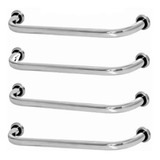 Kit 4 Barras De Apoio 70cm Suporte Para Idosos E Deficientes Cor Prateado