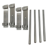 Kit 4 Barras Inox 85cm 4 Suportes 2 Níveis P Churrasqueira