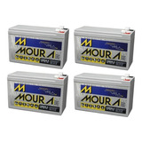 Kit 4 Bateria 12v 9ah Moura Equip Eletricos  Nobreak 