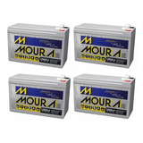 Kit 4 Bateria Moura 12v 9a Bicicleta Moto Eletrica 0471a