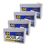 Kit 4 Bateria Selada Nobreak 9ah 12v Vrla Moura Alarme Cerca