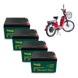 Kit 4 Baterias Bikelete 12v 15ah Bicicleta Elétrica Bike