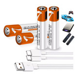 Kit 4 Baterias De Lítio Aaa Recarregáveis Número 7 Universal