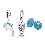 Kit 4 Berloque Coleção Fundo Do Mar Banhado à Prata Cabe Pulseira De Berloques De Prata 925 Pandora Vivara Life Infantil E Adulta Excelente Presente Para Mãe E Presente Nadorada Garantia