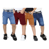 Kit 4 Bermuda Jeans Sarja Infantil Menino Short Masculino