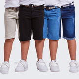 Kit 4 Bermuda Shorts Infantil Jeans