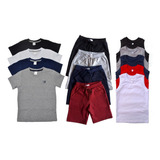 Kit 4 Bermudas 4 Camiseta M c 5 Regatas Juvenil 10 12 14