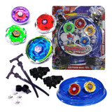 Kit 4 Beyblade Metal Led + Lançador + Arena Promoção