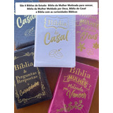 Kit 4 Bíblias De Estudo Luxo Com Estudos Para Orientar E Fortalecer A Mente Da Mulher Para Vencer Os Mais Diversos Desafios Do Seu Dia a dia Como Ansiedade Medo Depressão Perdão Com Letra Gigante