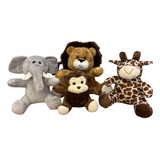 Kit 4 Bichos De Pelúcia Safari Nicho Decoração Antialergico