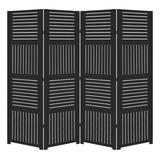 Kit 4 Biombo Horizontal Vertical Preto Sanfonado Separador Folha Painel Divisória Com Dobradiça Jt Home