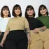 Kit 4 Blusa Camiseta Feminina Canelada Com Manga Plus Size