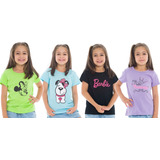 Kit 4 Blusa Camiseta Infantil Baby Look Menina T Shirt Moda