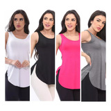 Kit 4 Blusa Regata Tapa Bumbum Long Academia Fitness