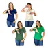Kit 4 Blusas Amamentação Cores Premium Manga Curta Gola V