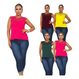 Kit 4 Blusinha Regata De Renda Leve Atacado Feminina