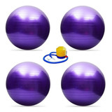 Kit 4 Bolas De Pilates Suiça 75cm Azul Com 4 Bombas Fitball