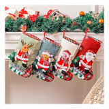 Kit 4 Botas Meias Enfeite Natal Temática Natalina Cor Colorido Quarteto