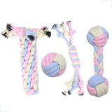 Kit 4 Brinquedos De Corda Nó Mordedor Resistente Pet Cães